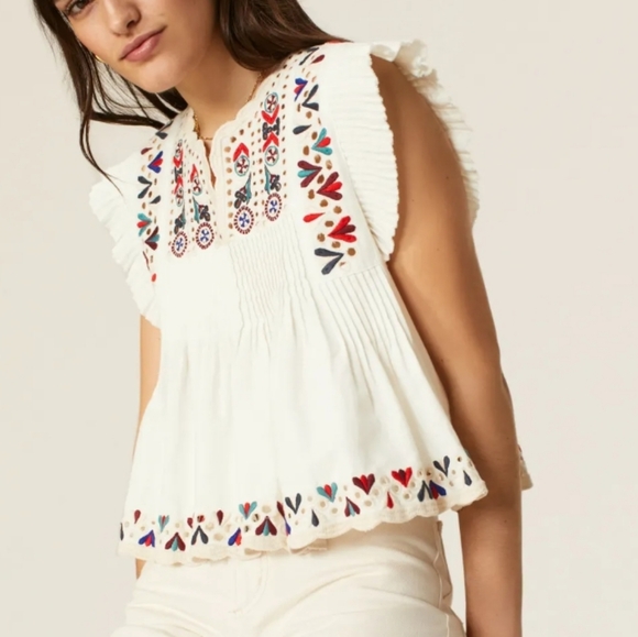 Sea New York Tops - Sea New York Alicia Embroidery Flutter Sleeve Top XS